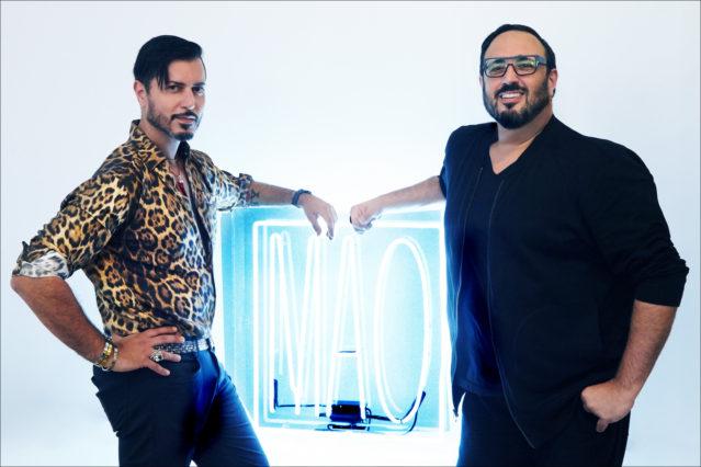 Roger and Mauricio Padilha, owners of MAO PR, photographed in their showroom. Photograph by Alexander Thompson for Ponyboy magazine.
