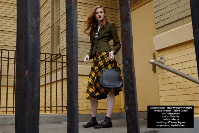 "Girls School", vintage womenswear editorial with Briggs Rudder, from Wilhelmina Models NY. Photographed by Alexander Thompson, with styling by Xina Giatas. Ponyboy magazine.