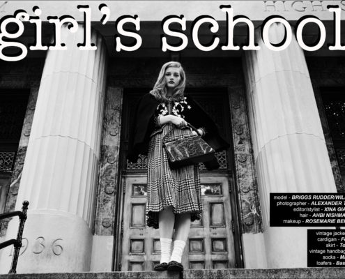 "Girls School"with Briggs Rudder, from Wilhelmina Models NY. Photographed by Alexander Thompson, with styling by Xina Giatas. Ponyboy magazine.