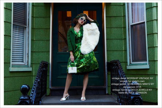 Model Demi Jonk photographed by Alexander Thompson for Ponyboy magazine vintage womenswear editorial.