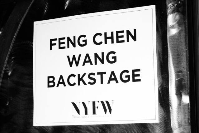 Backstage sign for designer Feng Chen Wang. Photography by Alexander Thompson for Ponyboy magazine.