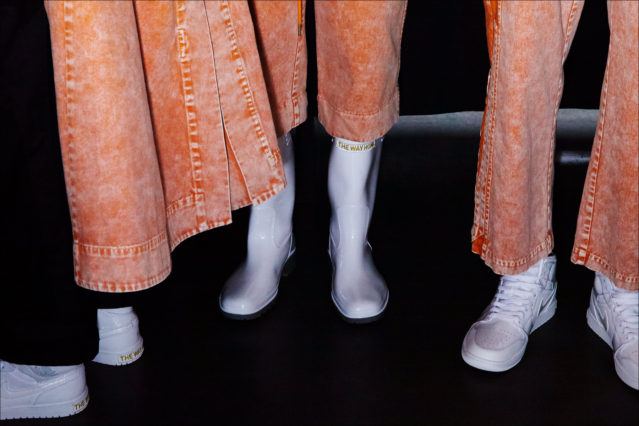 Men's footwear snapped backstage at the Feng Chen Wang menswear show for Fall 2018. Photography by Alexander Thompson for Ponyboy magazine.