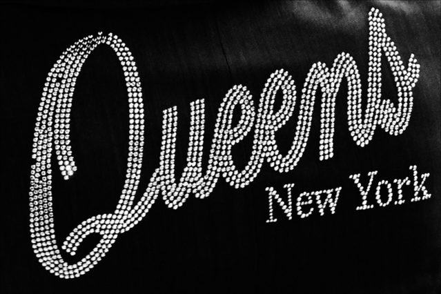 "Queens New York" backside type on the back of a jacket at the Luar Fall 2018 collection. Photography by Alexander Thompson for Ponyboy magazine.