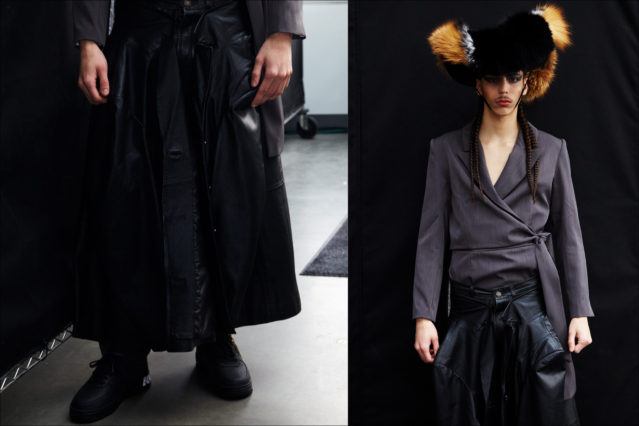 Male model Jeremiah Torres photographed backstage at the Luar Fall 2018 show. Photography by Alexander Thompson for Ponyboy magazine.
