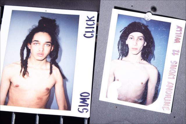 Polaroids of models Simo and Anthony Lyons backstage at Luar Fall 2018 collection. Photography by Alexander Thompson for Ponyboy magazine.