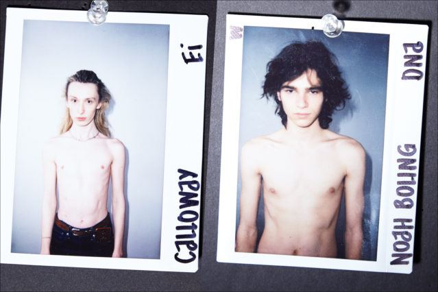 Polaroids of models Calloway and Noah Boling backstage at Luar Fall 2018 collection. Photography by Alexander Thompson for Ponyboy magazine.