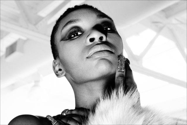 Model Taylor Wells poses backstage at Luar Fall 2018. Photography by Alexander Thompson for Ponyboy magazine.