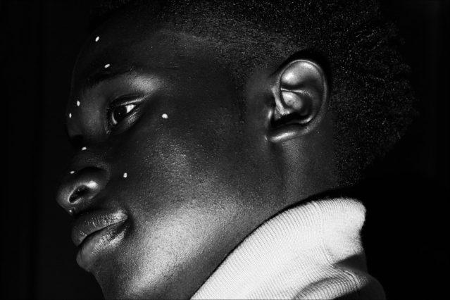 A model backstage at the Abasi Rosborough collection for Fall 2018. Photography Alexander Thompson. Ponyboy magazine.