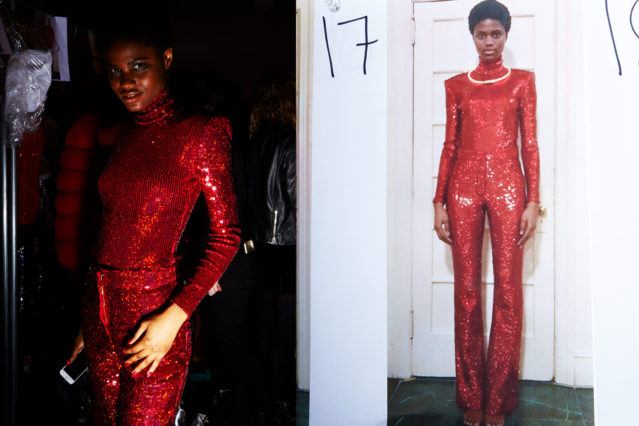 Look 17 backstage at Christian Cowan for Fall 2018. Photographed by Alexander Thompson for Ponyboy magazine.