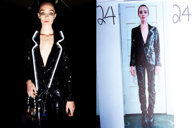 Look 24 backstage at Christian Cowan for Fall 2018. Photographed by Alexander Thompson for Ponyboy magazine.