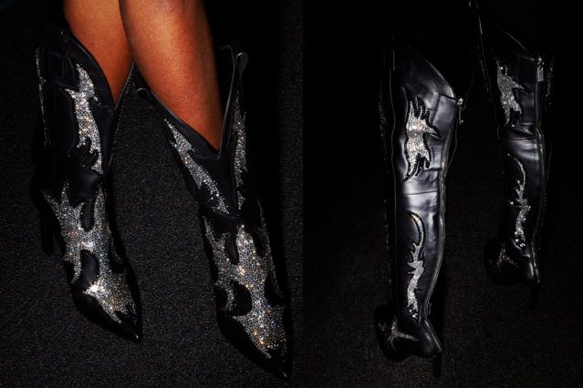 Stuart Weitzman rhinestone cowboy boots at Christian Cowan for Fall 2018. Photographed by Alexander Thompson for Ponyboy magazine.