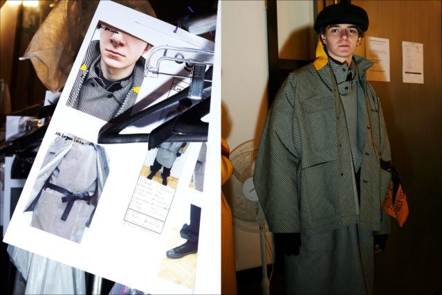Backstage card of Logan at the N. Hoolywood menswear show for Fall 2018. Photography by Alexander Thompson for Ponyboy magazine.