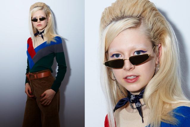 Model Hunter Schafer photographed backtage at Calvin Luo for Fall 2018 by Alexander Thompson for Ponyboy magazine.