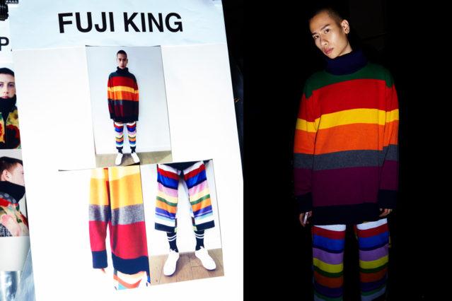 Male model Fuji King photographed backstage at Libertine Fall 2018 by Alexander Thompson for Ponyboy magazine.