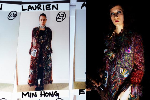 Model Laurien photographed backstage at Libertine Fall 2018 by Alexander Thompson for Ponyboy magazine.