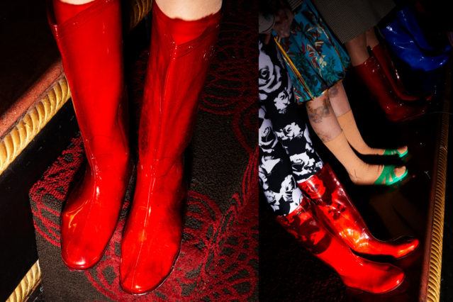 Shoes backstage at Snow Xue Gao F/W18 collection during New York Fashion Week. Photographed by Alexander Thompson for Ponyboy magazine.