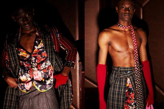 Male models pose pre-show at Snow Xue Gao F/W18 collection during New York Fashion Week. Photographed by Alexander Thompson for Ponyboy magazine.