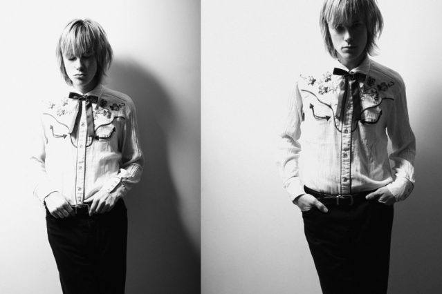 Sid Simons, bassist from the band Beechwood, styled by Amber Doyle, with photography by Alexander Thompson for Ponyboy magazine.