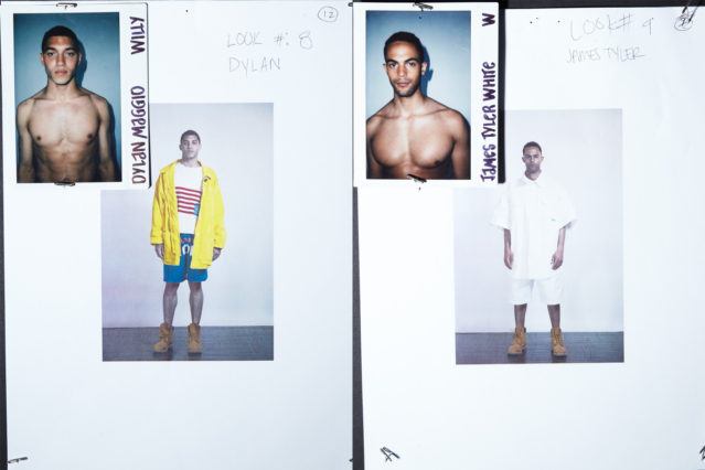 Backstage looks for male models Dylan Maggio and James Tyler White for Willy Chavarria Spring 2019. Ponyboy magazine.