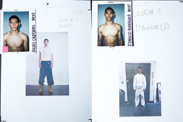 Backstage looks for male models Alexis Chaparro and D'Angelo Rodriguez for Willy Chavarria Spring 2019. Ponyboy magazine.