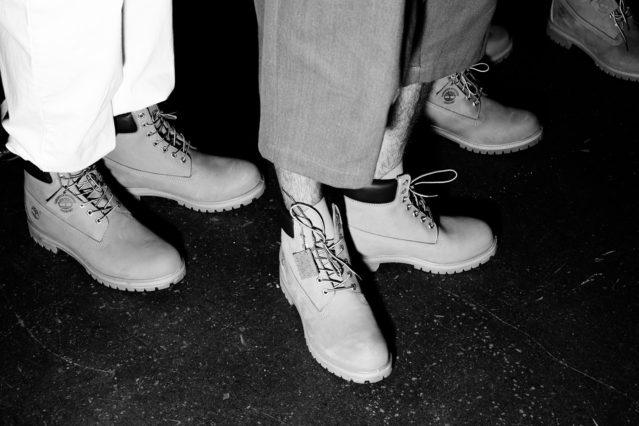 Timberland boots backstage at the Willy Chavarria menswear show for Spring 2019. Photography by Alexander Thompson for Ponyboy magazine.