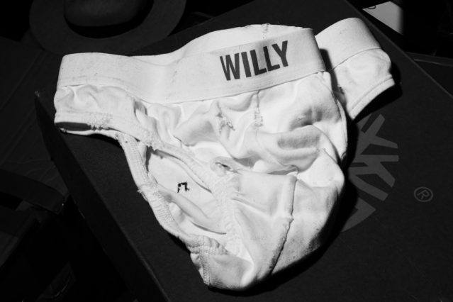 Willy Charvarria underwear photographed backstage at the Spring 2019 show by Alexander Thompson for Ponyboy magazine.