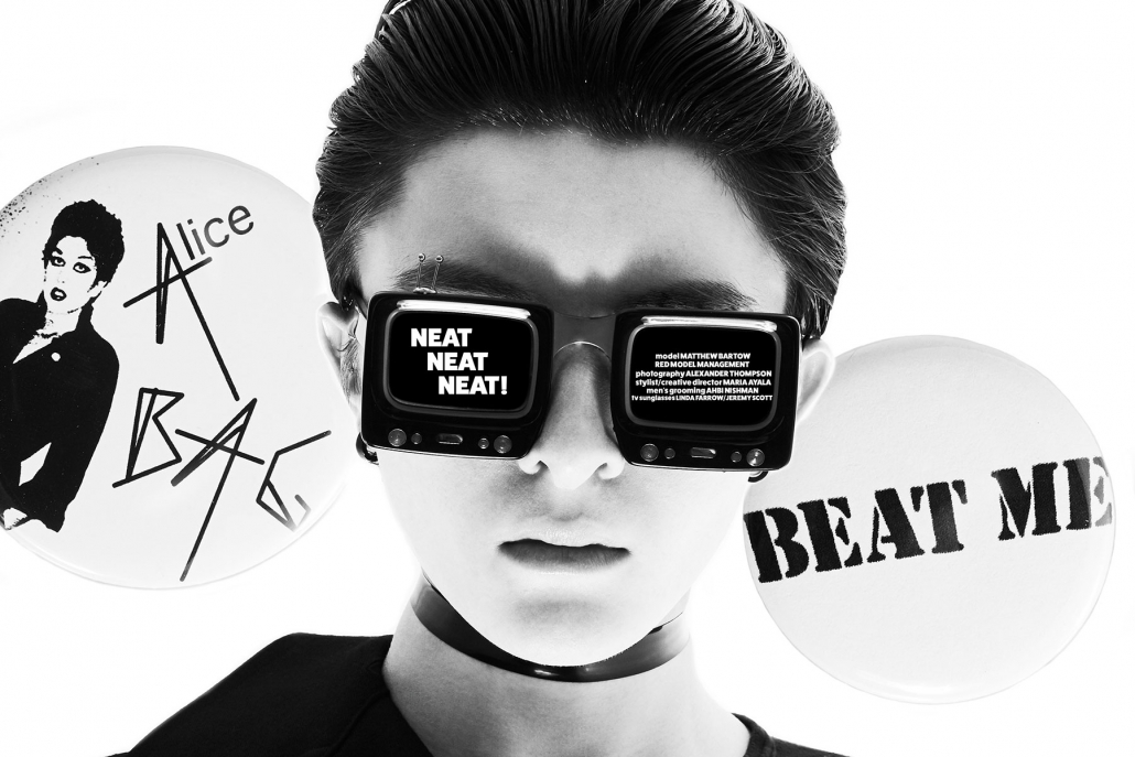 Model Matthew Bartow in Neat Neat Neat! menswear editorial for Ponyboy magazine. Photography by Alexander Thompson.
