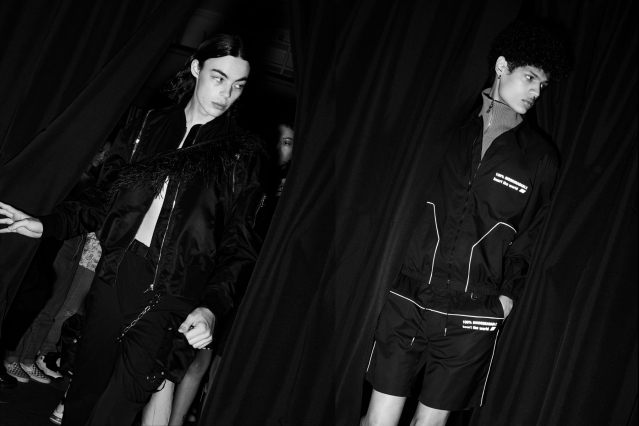 Male models snapped backstage at the Private Policy for Spring/Summer 2020 show. Photography by Alexander Thompson for Ponyboy magazine.