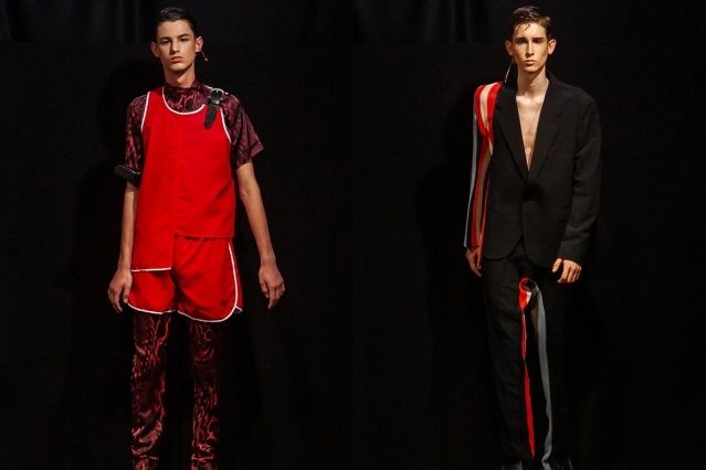 Male models photographed on the runway at Tokyo James menswear collection shown during London Fashion Week Men for Spring/Summer 2020. Ponyboy magazine.