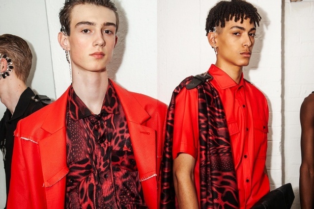 Male models photographed backstage at Tokyo James menswear collection shown during London Fashion Week Men for Spring/Summer 2020. Ponyboy magazine.