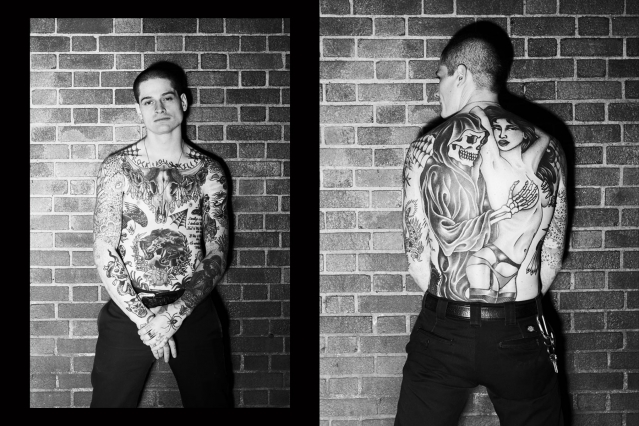 WYLDLIFE lead singer Dave Feldman shows off his tattoos. Photographed by Alexander Thompson for Ponyboy magazine in New York City.