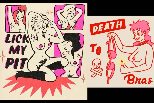 "Lick My Pit" and "Death To Bras" illustrations by artist Ruth Mora. Ponyboy magazine.