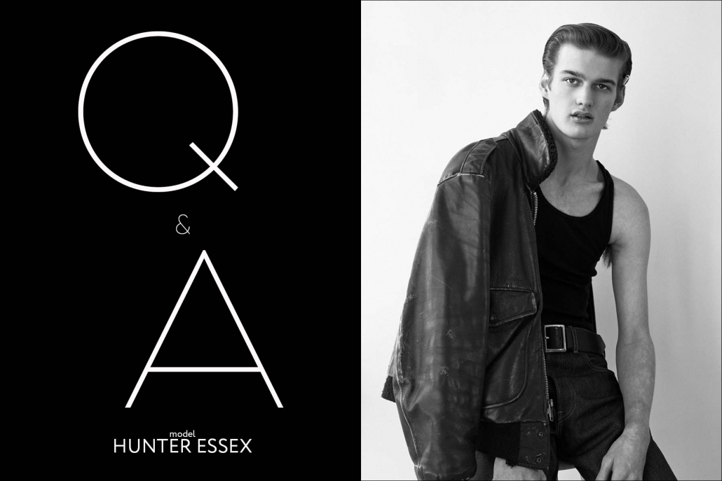 Ponyboy Q&A with model Hunter Essex - opening spread. Photography & styling by Alexander Thompson.