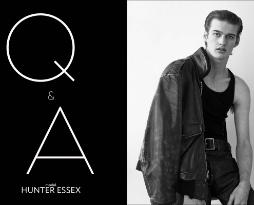 Ponyboy Q&A with model Hunter Essex - opening spread. Photography & styling by Alexander Thompson.