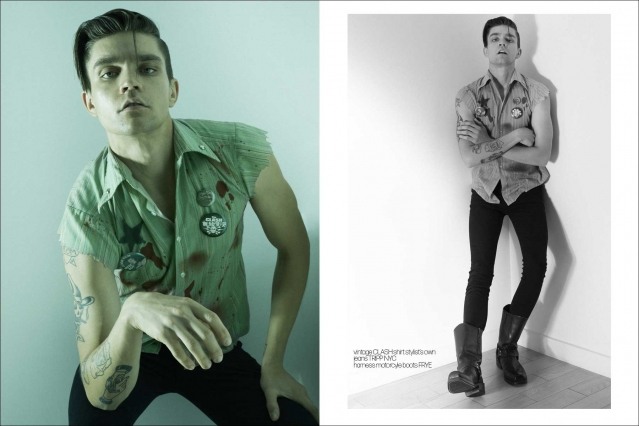 Model Wyatt Cooper from Crawford Models for Ponyboy magazine. Photography by Alexander Thompson. Spread #9.