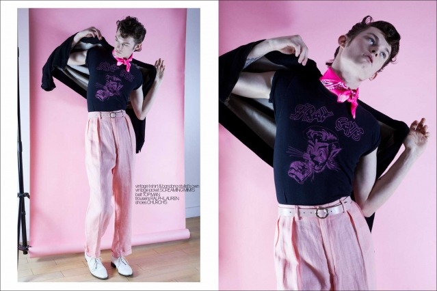 Male model Aubrey James for Ponyboy. Photography & styling by Alexander Thompson. Spread #10.