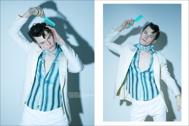 Male model Aubrey James for Ponyboy. Photography & styling by Alexander Thompson. Spread #12.