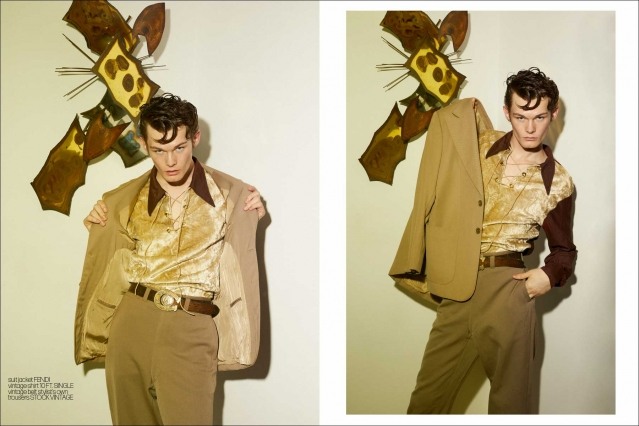 Male model Aubrey James for Ponyboy. Photography & styling by Alexander Thompson. Spread #15.