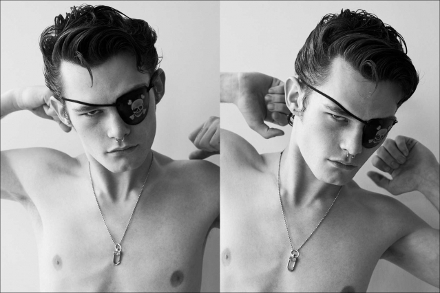 Male model Aubrey James for Ponyboy. Photography & styling by Alexander Thompson. Spread #4.