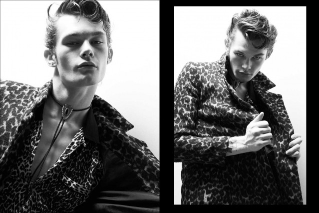 Male model Aubrey James for Ponyboy. Photography & styling by Alexander Thompson. Spread #6.
