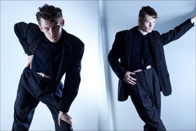 Male model Aubrey James for Ponyboy. Photography & styling by Alexander Thompson. Spread #9.