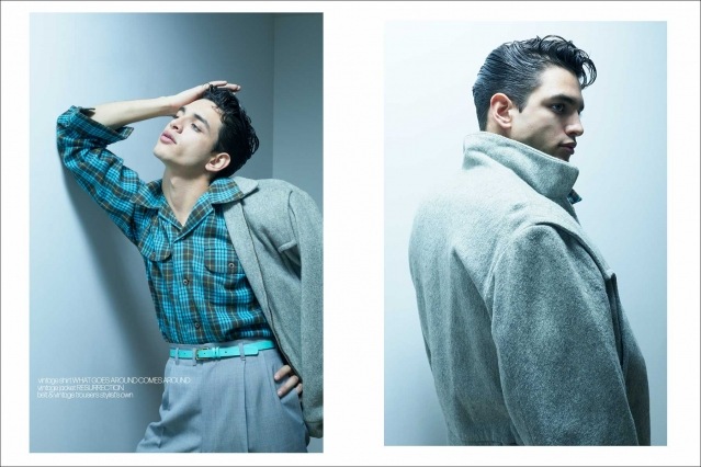 Male model Justin Valsechi for Ponyboy. Photography & styling by Alexander Thompson. Spread #10.