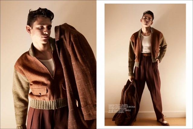 Male model Justin Valsechi for Ponyboy. Photography & styling by Alexander Thompson. Spread #6.