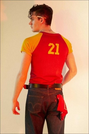 Male model Edward Bayer for Ponyboy. Photography & styling by Alexander Thompson. Look#2 - back.