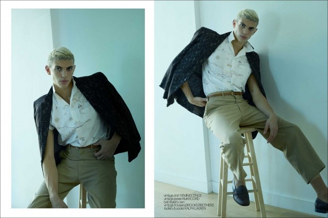 Model Aidan Scout photographed for Ponyboy magazine by Alexander Thompson. Spread #2.