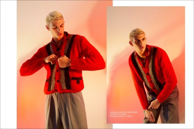 Model Aidan Scout photographed for Ponyboy magazine by Alexander Thompson. Spread #3.