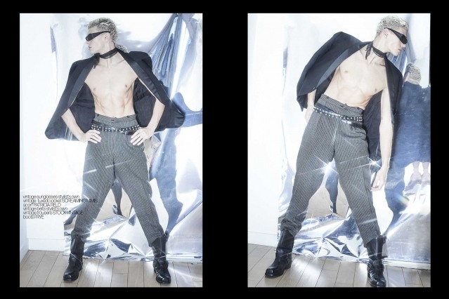 Model Aidan Scout photographed for Ponyboy magazine by Alexander Thompson. Spread #8.