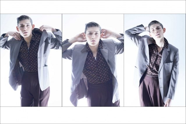 Model Oliver Intriago for Ponyboy magazine. Photography & styling by Alexander Thompson. Spread 4.