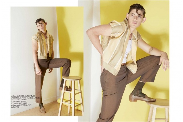 Model Oliver Intriago for Ponyboy magazine. Photography & styling by Alexander Thompson. Spread 6.