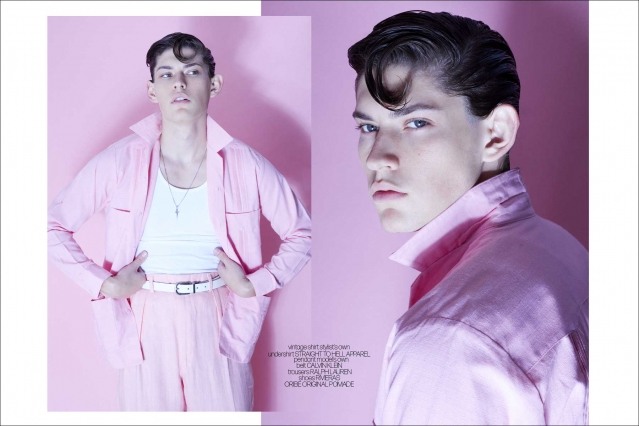 Model Oliver Intriago for Ponyboy magazine. Photography & styling by Alexander Thompson. Spread 8.